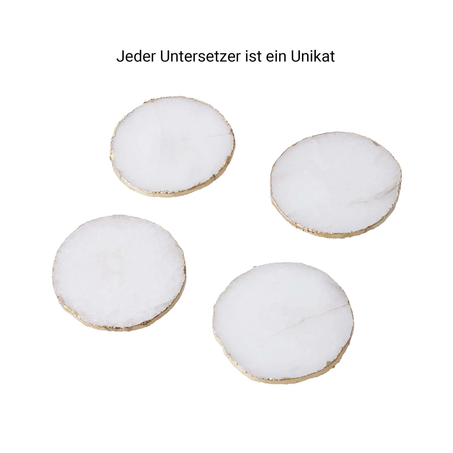 4x Edelsteinuntersetzer Ø11cm CRYSTAL in Weiß-Gold