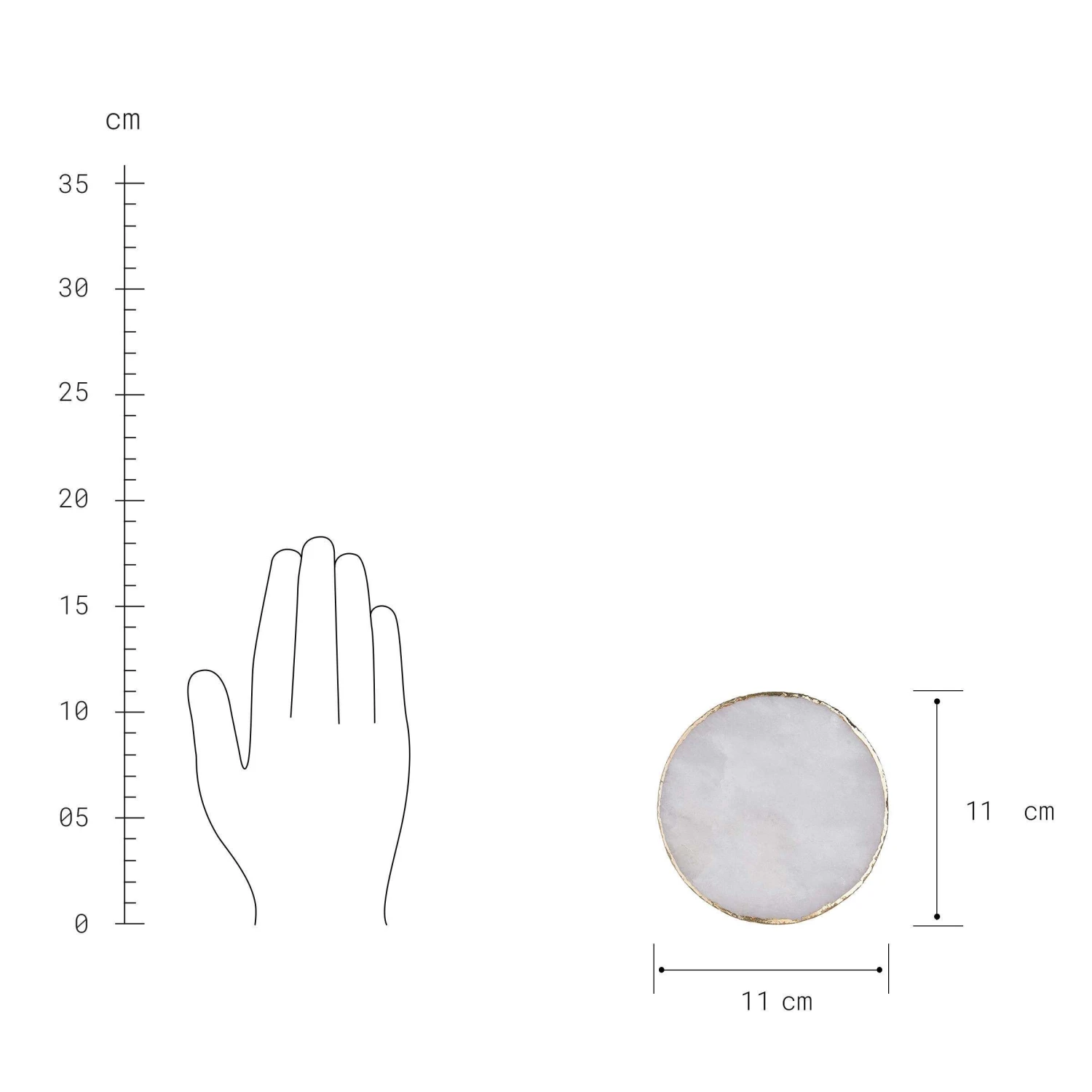 4x Edelsteinuntersetzer Ø11cm CRYSTAL in Weiß-Gold