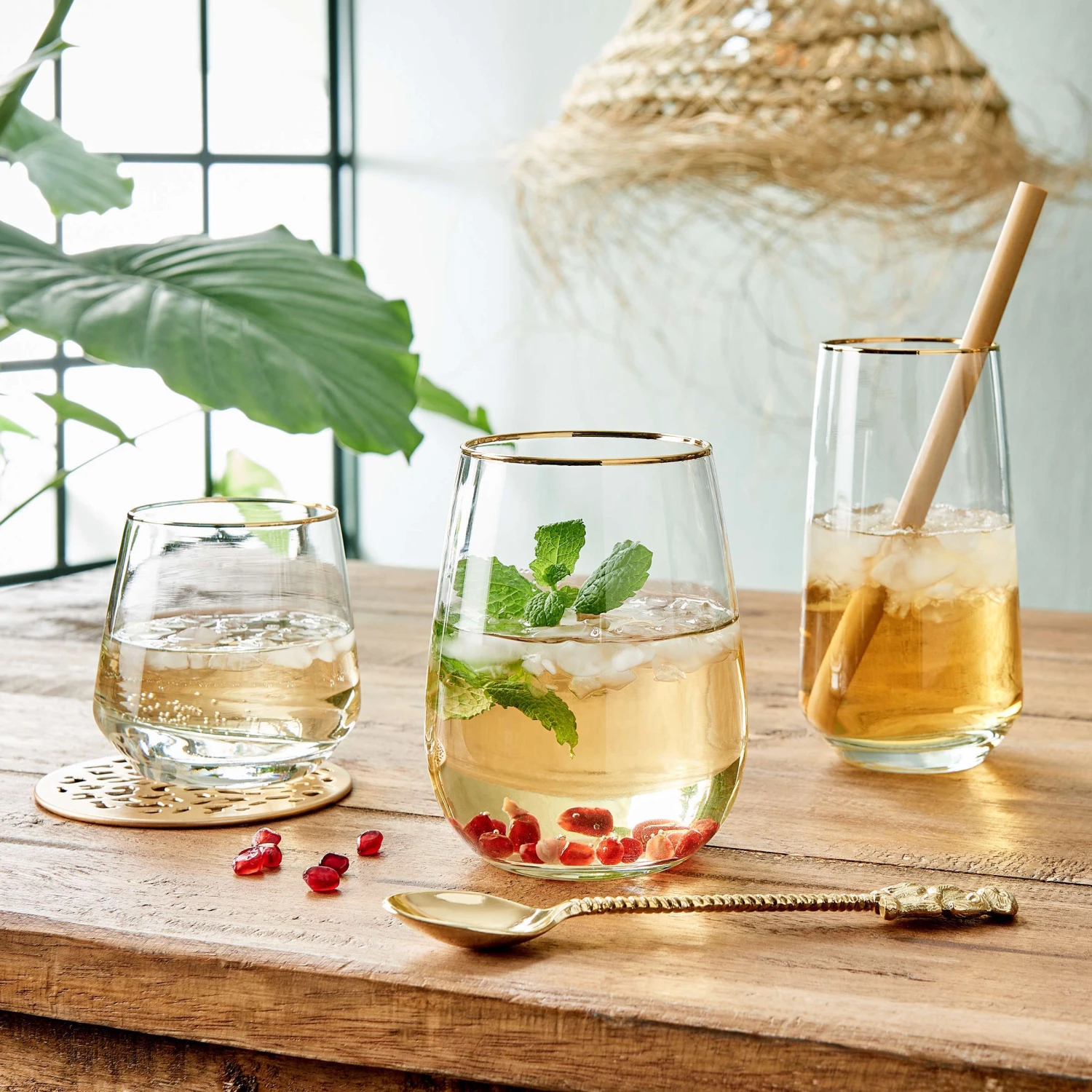 6x Gläser mit Goldrand 590ml TOUCH OF GOLD in Transparent