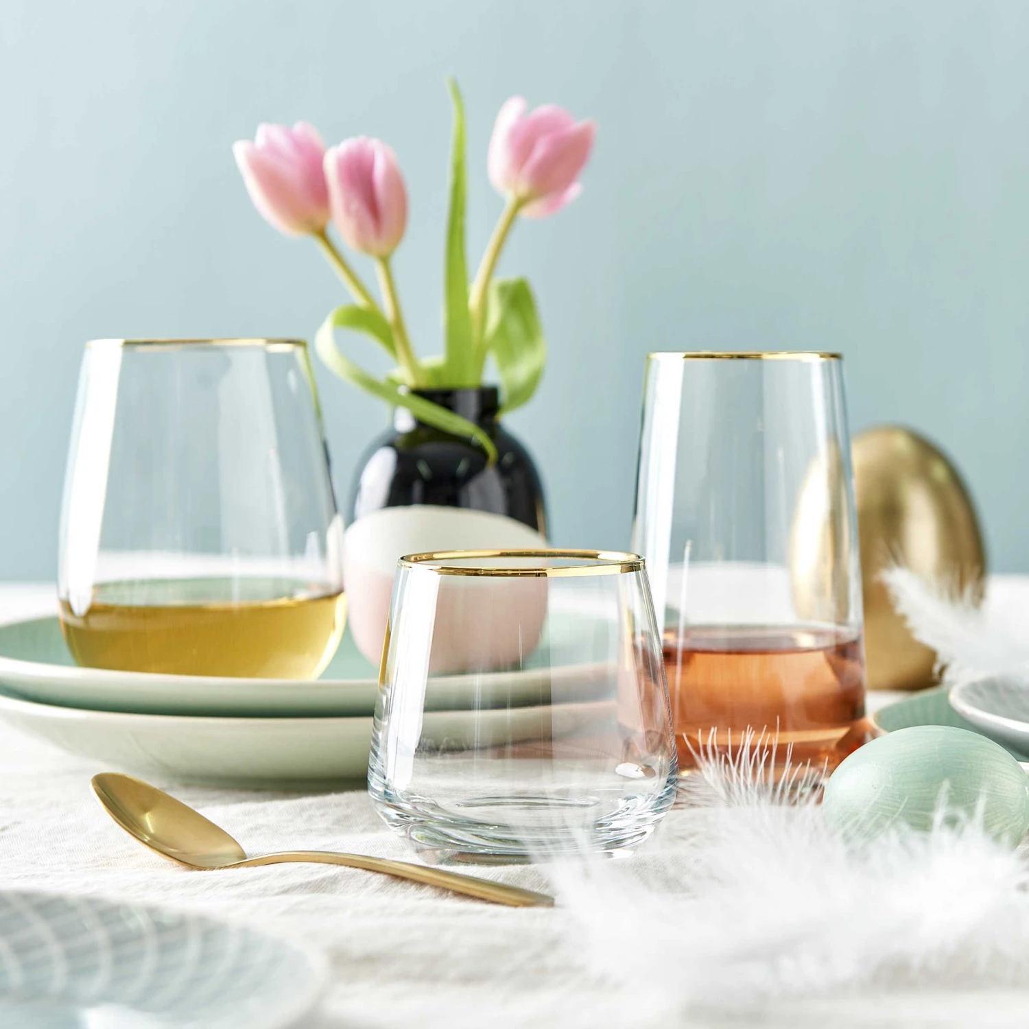 6x Gläser mit Goldrand 590ml TOUCH OF GOLD in Transparent