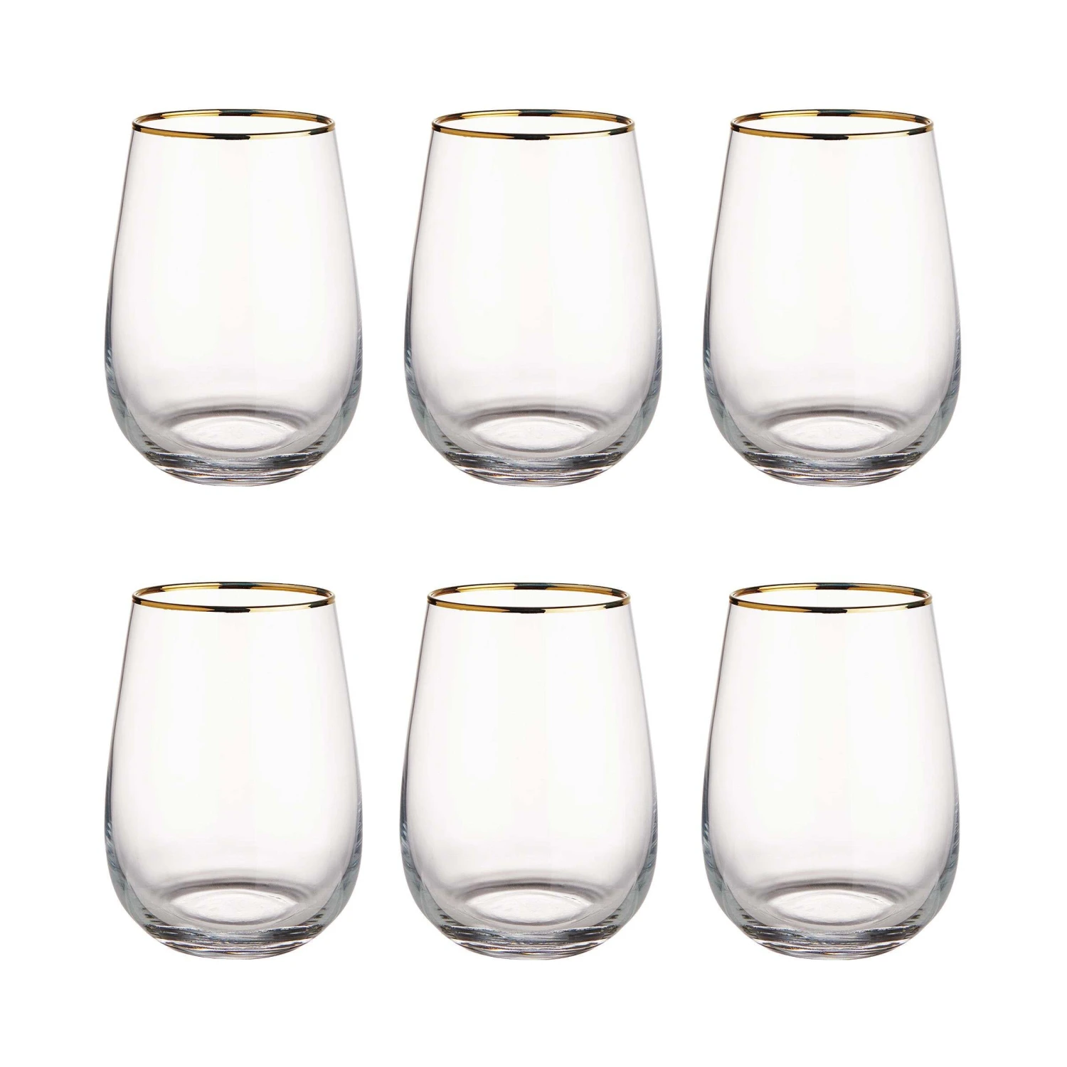 6x Gläser mit Goldrand 590ml TOUCH OF GOLD in Transparent