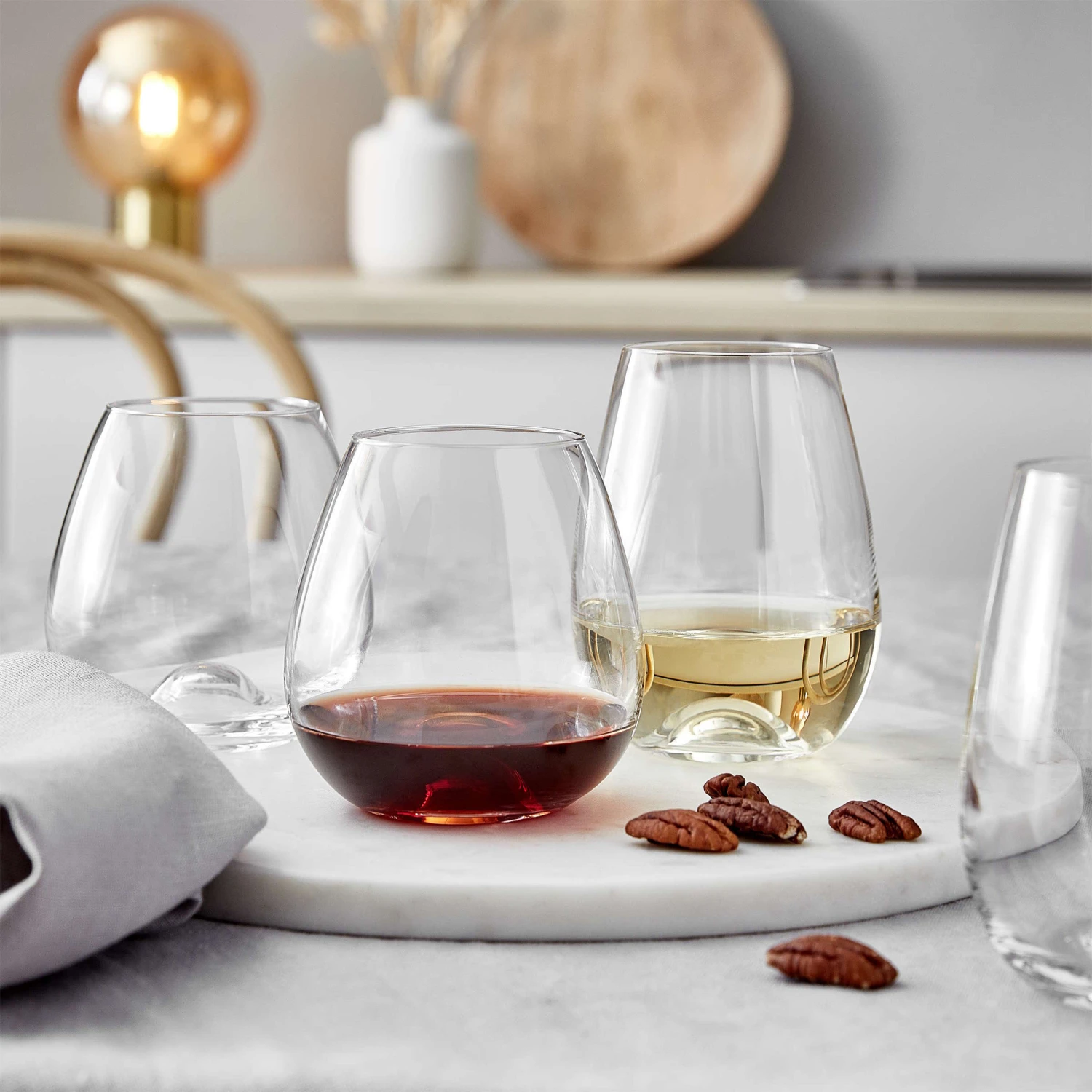 6x Rotweingläser ohne Stiel 440ml SENZA in Transparent