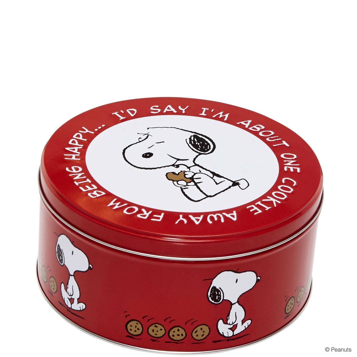 Dose Snoopy/Keks rund PEANUTS in Rot
