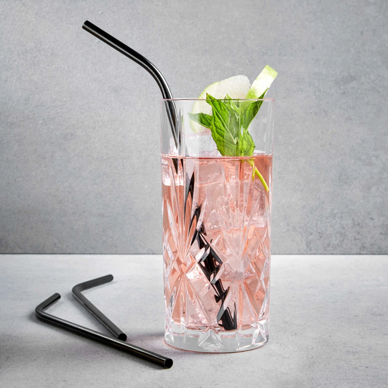 Edelstahltrinkhalme mit Bürste MANHATTAN LOUNGE in Schwarz