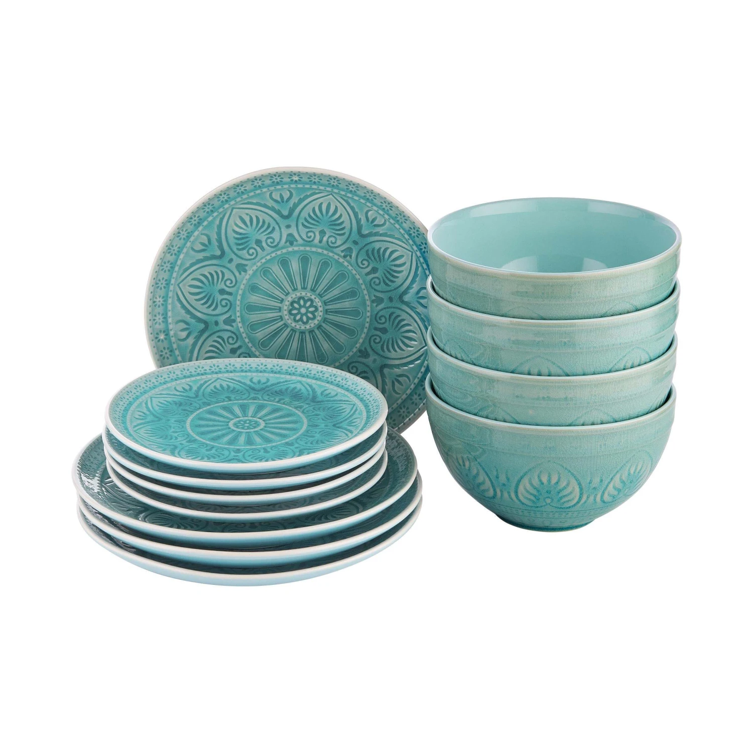 Geschirr-Set 12-tlg. SUMATRA in Türkis