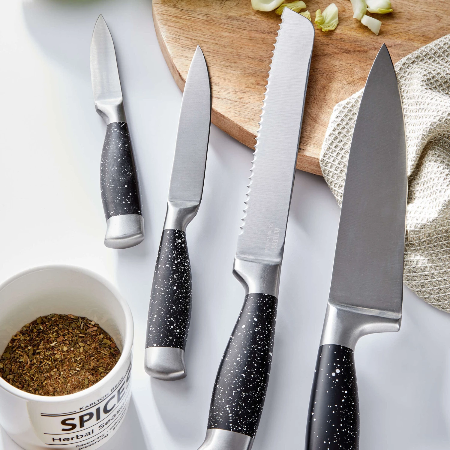 Messer-Set 4-tlg. BOLERO in Silber-Schwarz