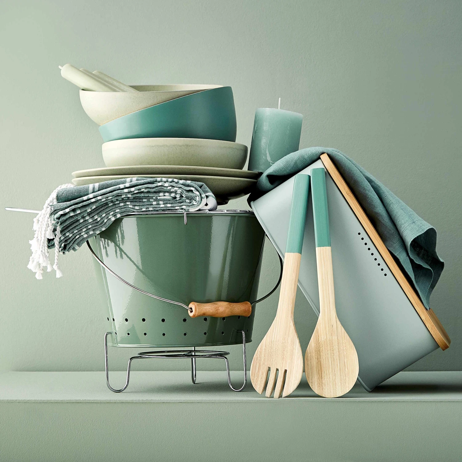 Salatbesteck 2-tlg. BAMBOO in Salbei