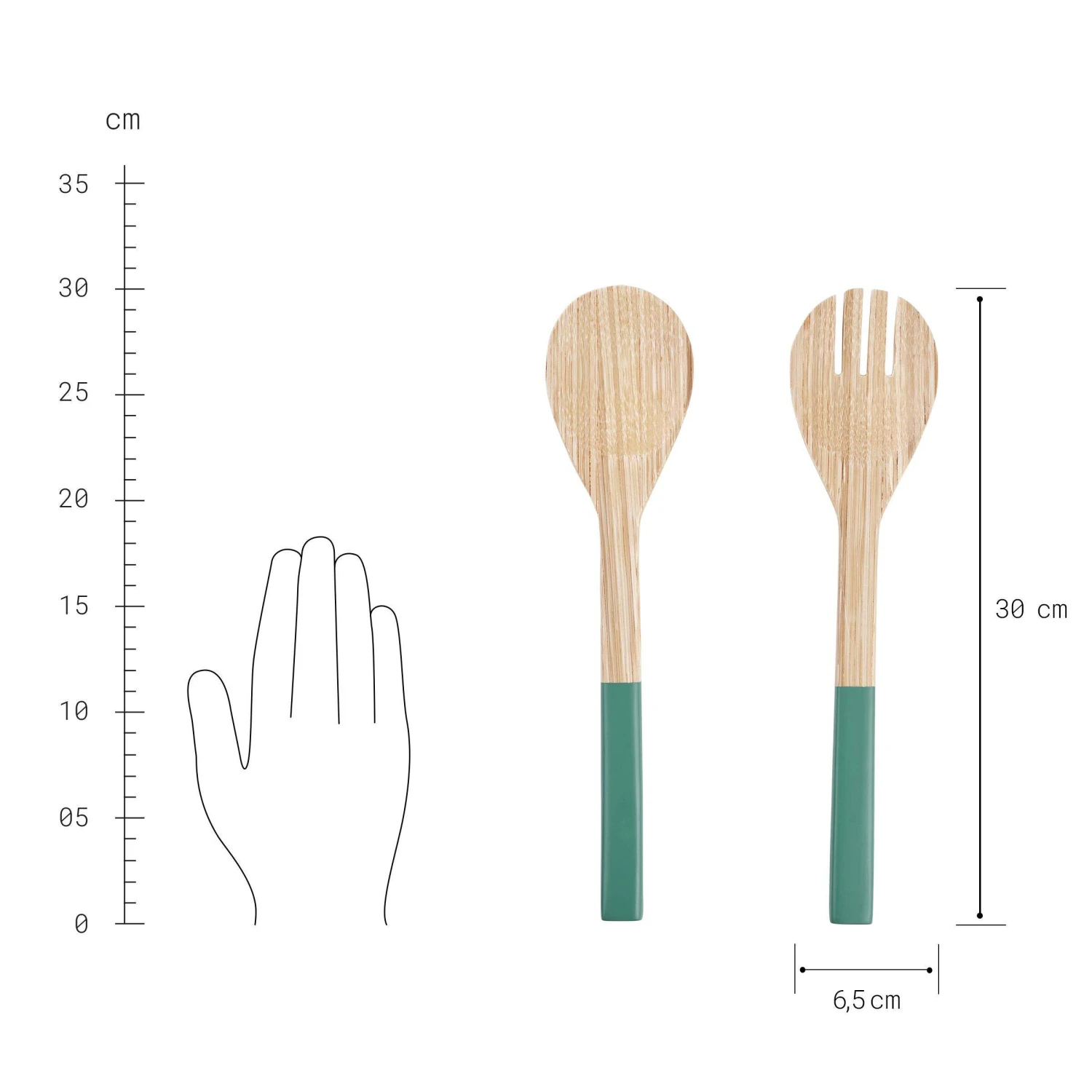 Salatbesteck 2-tlg. BAMBOO in Salbei