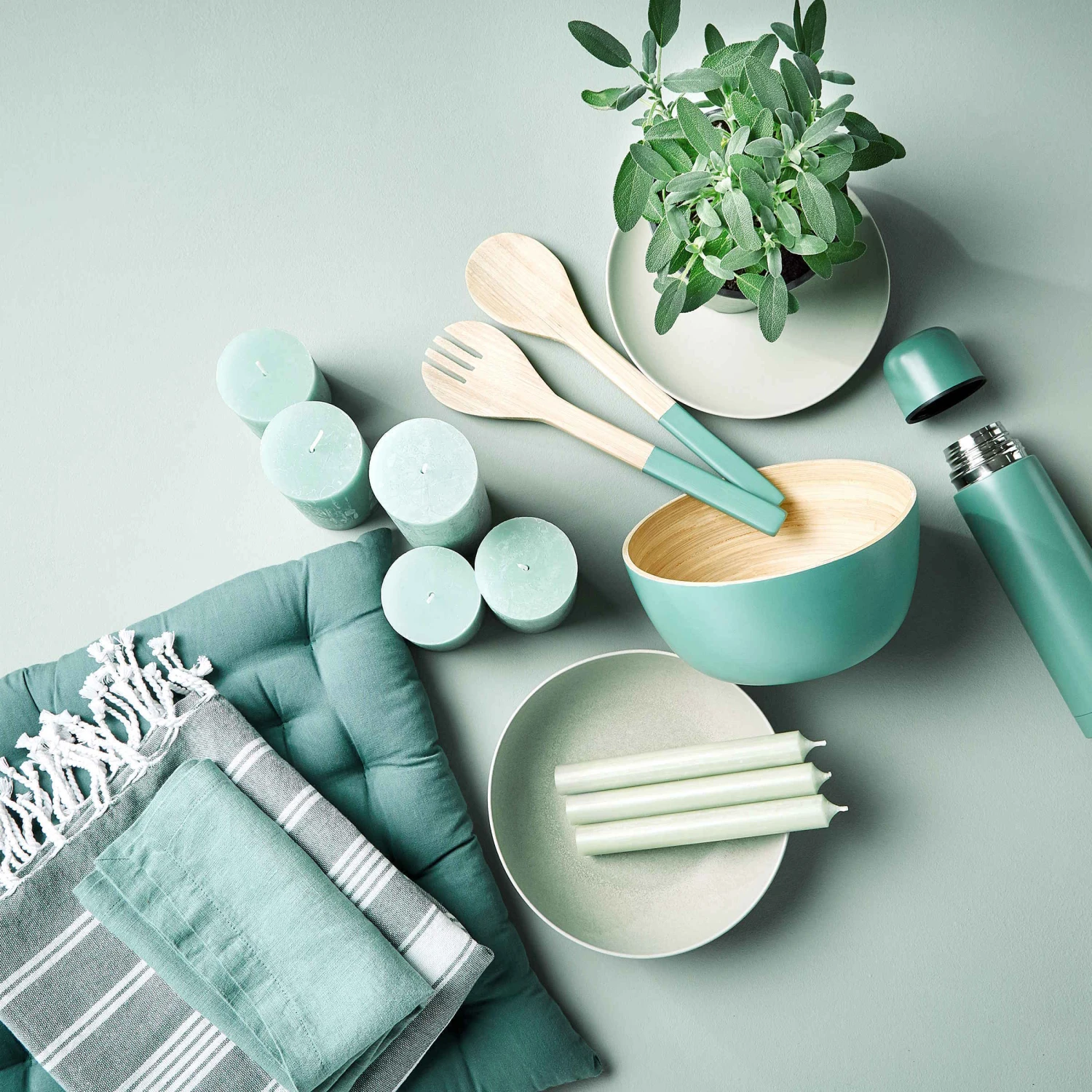 Salatbesteck 2-tlg. BAMBOO in Salbei