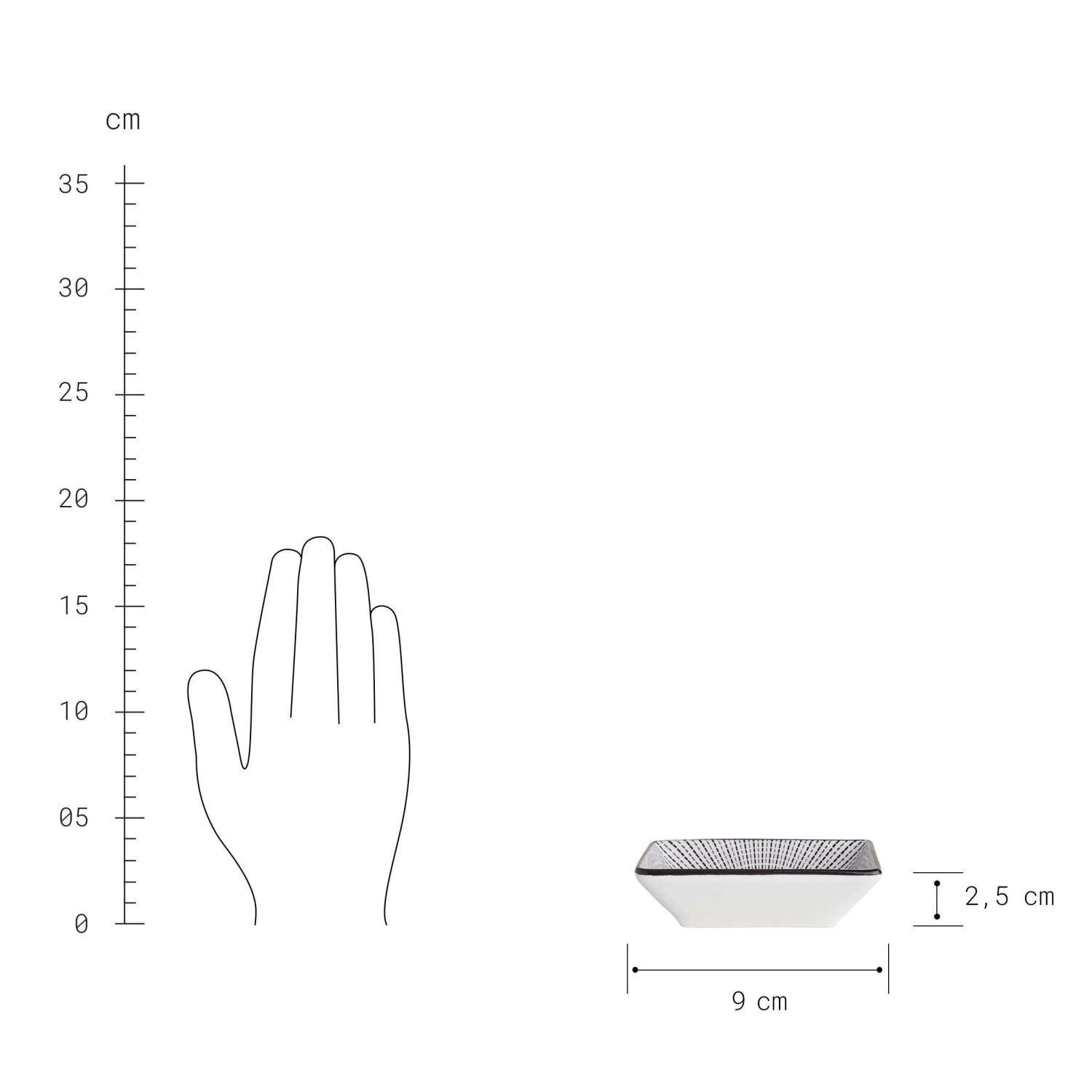 Schale eckig 50ml DIM SUM in Schwarz-Weiß