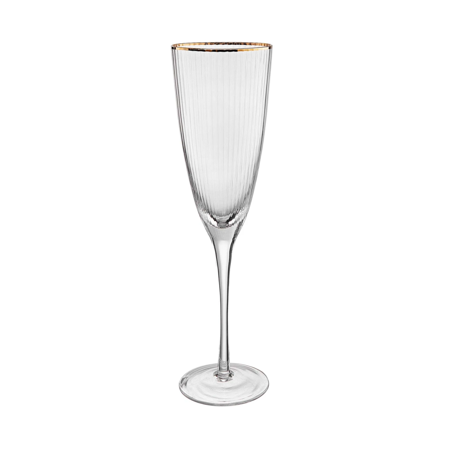 Sektglas mit Goldrand und Rillen 250ml GOLDEN TWENTIES in Transparent