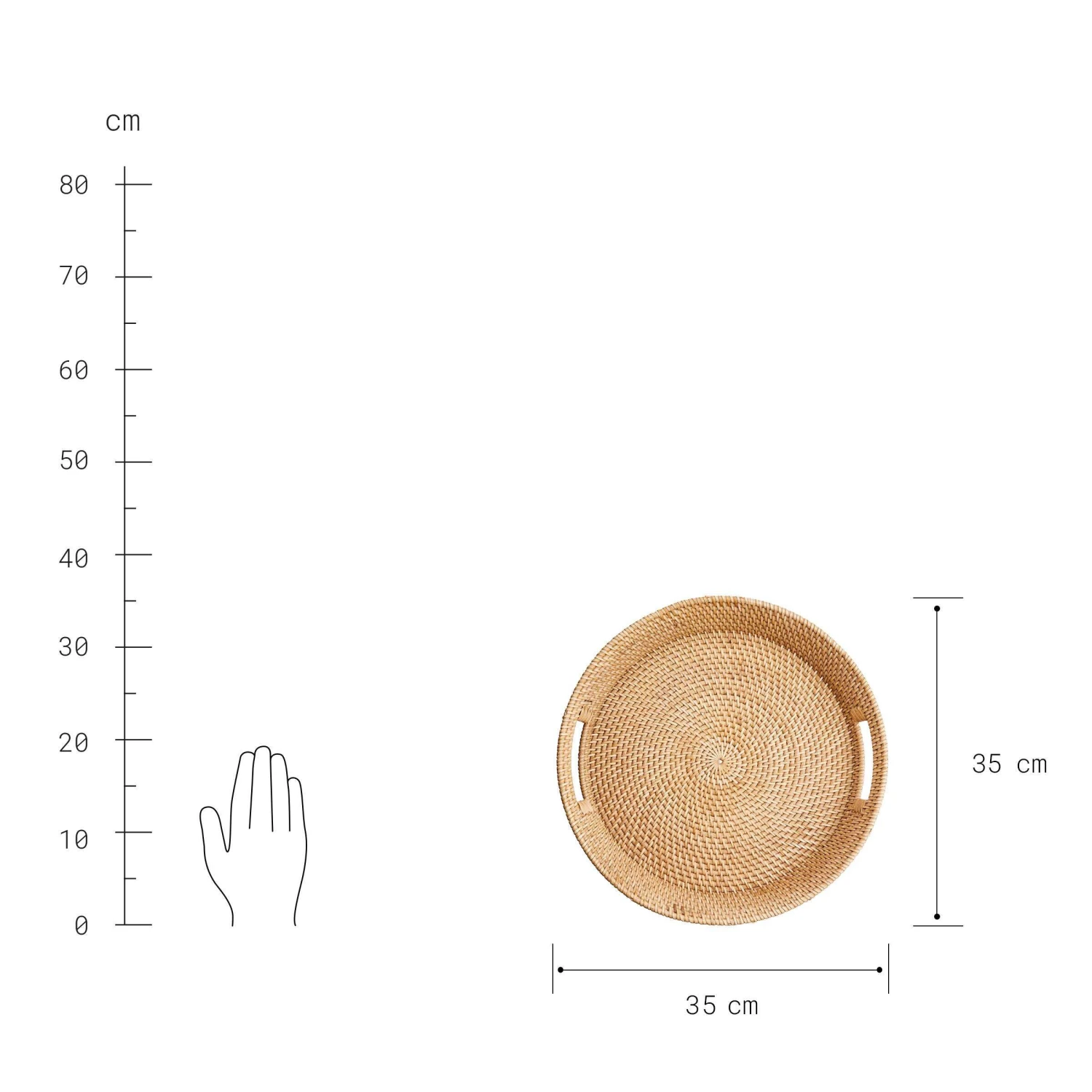 Tablett L 35 x B 6cm RONDA in Natur