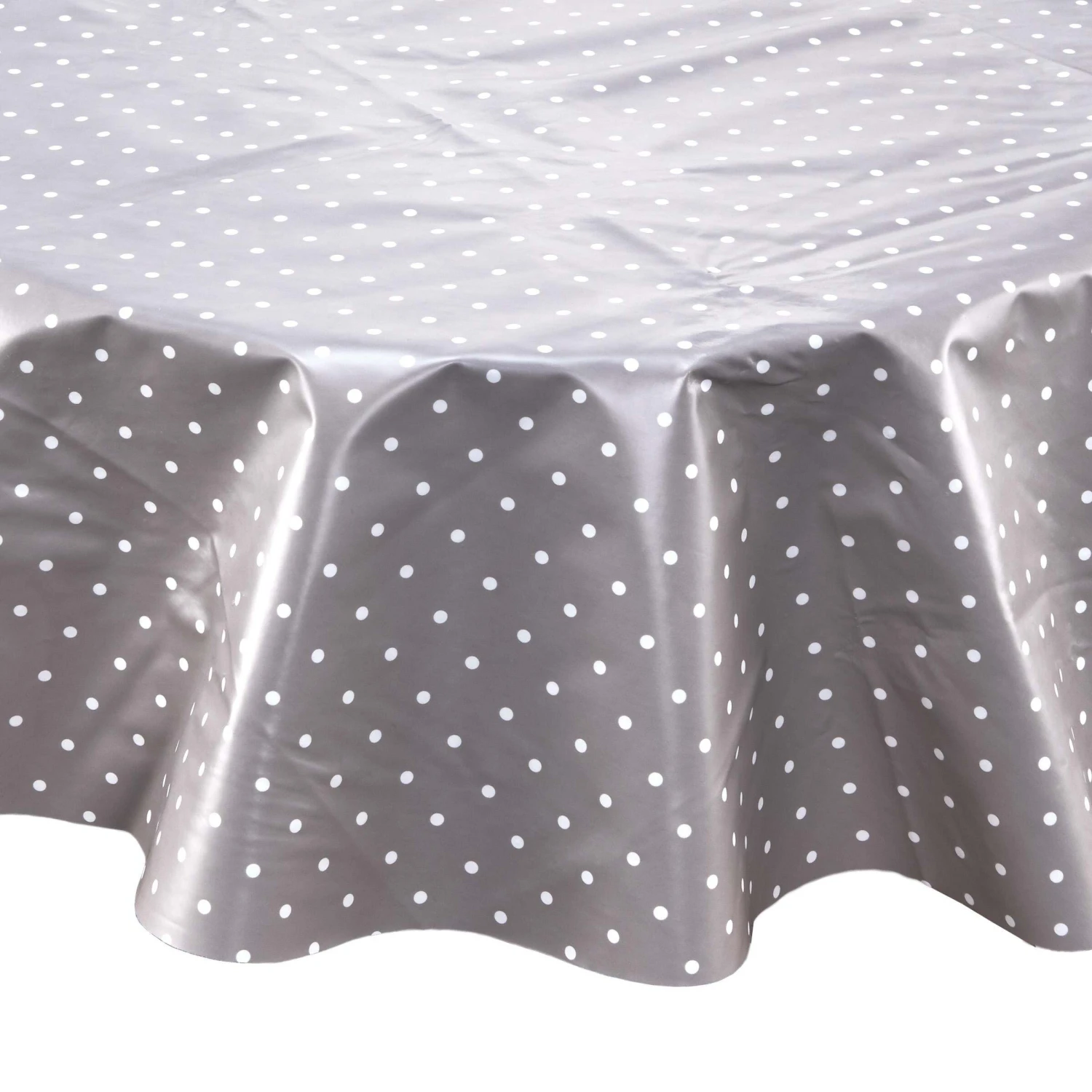Wachstischdecke Punkte Ø 140 cm WATERPROOF in Grau